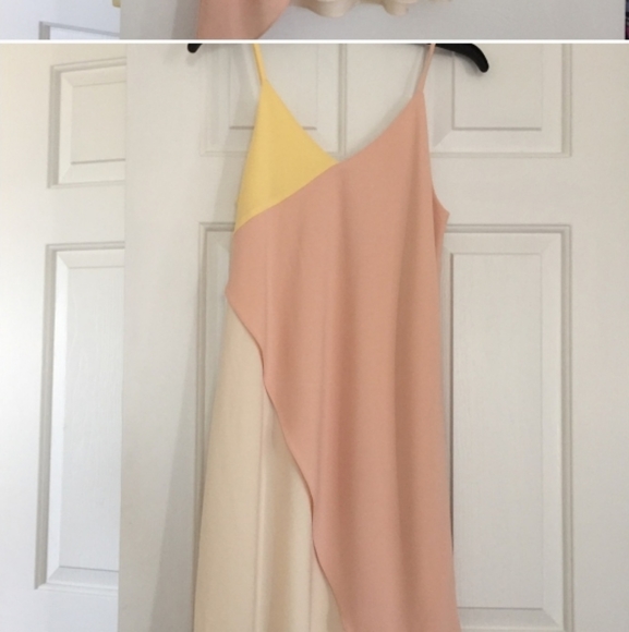 Cato Dress. Size L. Color Block. Pink Yellow Cream - Picture 2 of 3